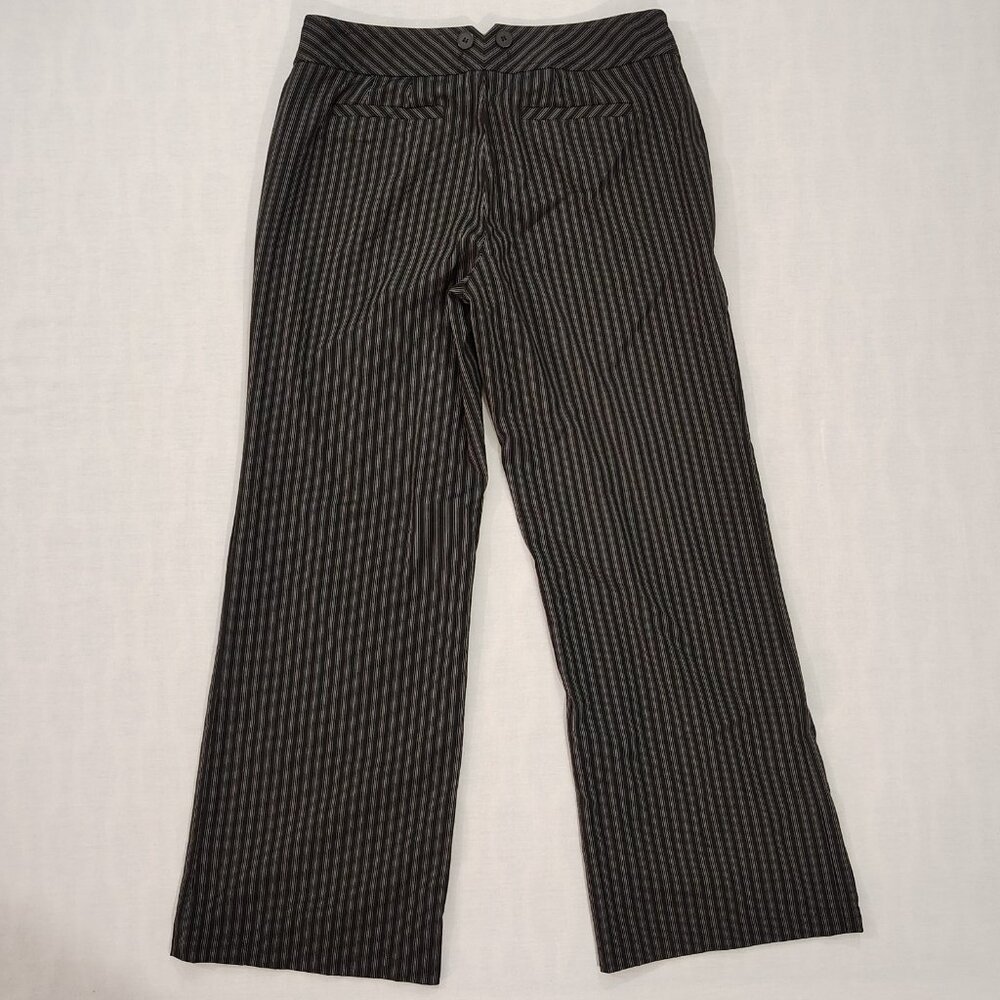 Ann Taylor Loft Julie Trouser Dress Pants Womens Size 6 Pinstripe Wide Leg Black - Picture 2 of 15